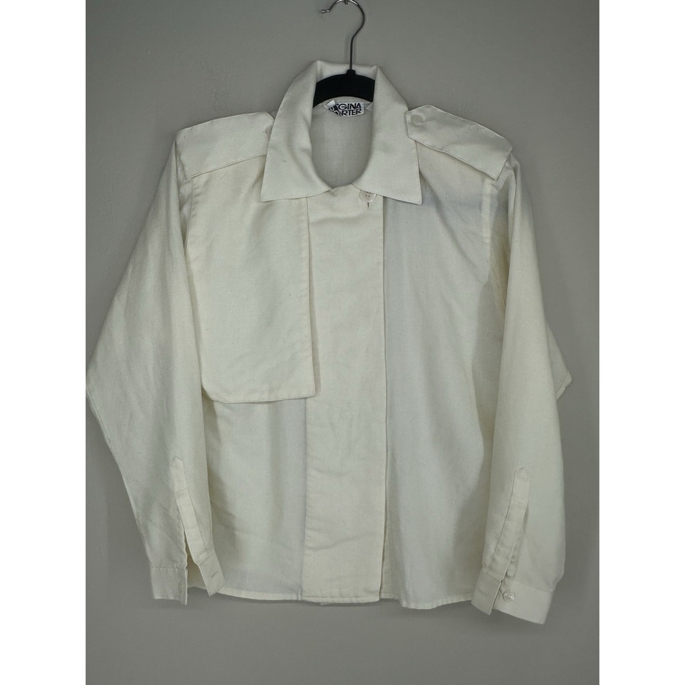 Vintage Regina Porter 1930s Style Military Wool Blouse Cadet‎ Sleeve Button Down
